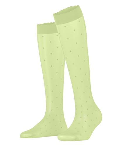 FALKE Damen Kniestrümpfe Dot 15 DEN W Kh transparent gemustert 1 Paar, Grün Lemon 7498, 39-42 von FALKE