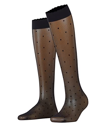 FALKE Damen Kniestrümpfe Dot 15 DEN W KH transparent gemustert 1 Paar, Schwarz (Black 3009), 39-42 von FALKE