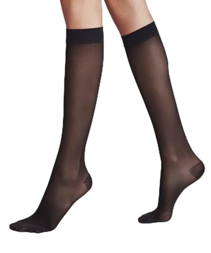 FALKE Damen Kniestrümpfe Energize 30 DEN W Kh transparent mit Kompression 1 Paar, Schwarz Black 3009, 35-36 von FALKE