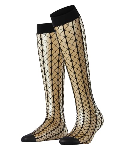 FALKE Damen Kniestrümpfe Paradise Net W Kh transparent gemustert 1 Paar, Schwarz Black 3009, 39-42 von FALKE