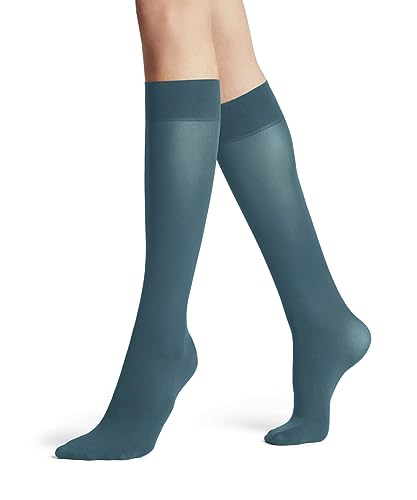 FALKE Damen Kniestrümpfe Pure Matt 50 DEN W KH halb-blickdicht einfarbig 1 Paar, Blau (Peacock 6385) neu - umweltfreundlich, 35-38 von FALKE