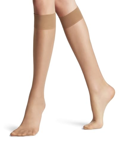 FALKE Damen Kniestrümpfe Seidenglatt 15 DEN W Kh transparent einfarbig 1 Paar, Hautfarben Powder 4169, 35-38 von FALKE