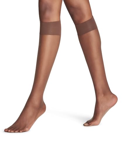 FALKE Damen Kniestrümpfe Shelina 12 DEN W Kh ultra-transparent einfarbig 1 Paar, Braun Espresso 5188, 35-38 von FALKE