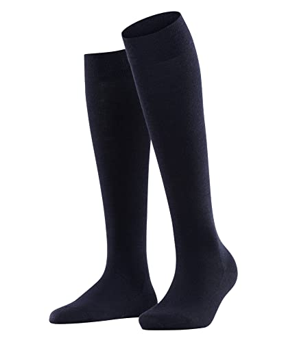 FALKE Damen Kniestrümpfe Softmerino W Kh Wolle Baumwolle lang einfarbig 1 Paar, Blau Dark Navy 6379, 41-42 von FALKE
