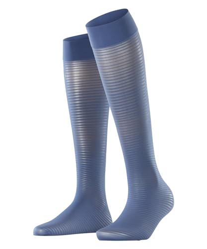 FALKE Damen Kniestrümpfe Sun Blind 25 DEN W Kh transparent gemustert 1 Paar, Blau Smoky Blue 6483, 35-38 von FALKE