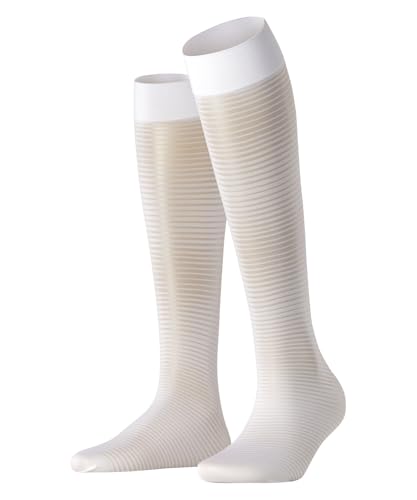 FALKE Damen Kniestrümpfe Sun Blind 25 DEN W Kh transparent gemustert 1 Paar, Weiß White 2209, 39-42 von FALKE