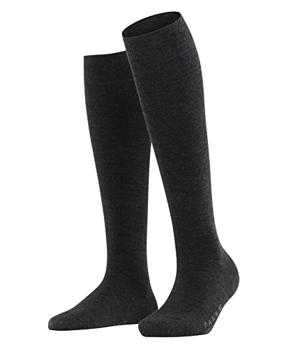 FALKE Damen Kniestrümpfe Softmerino W Kh Wolle Baumwolle lang einfarbig 1 Paar, Grau Anthracite Melange 3089, 41-42 von FALKE
