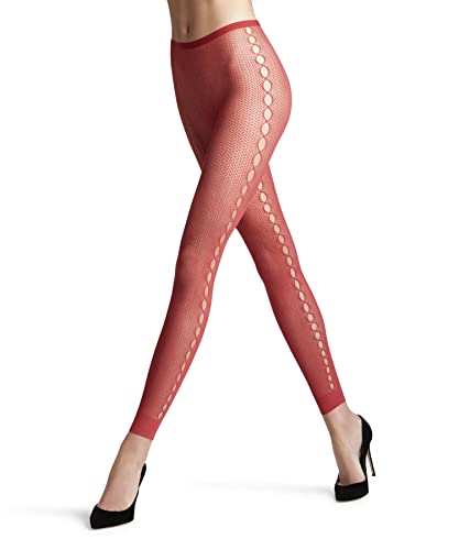 FALKE Damen Leggings Supersize Net W LE transparent gemustert 1 Stück, Rosa (Hot Coral 8025), S-M von FALKE