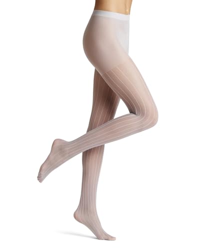FALKE Damen Strumpfhose Linear Lounge 25 DEN W Ti weiches Material gemustert 1 Stück, Grau Silver 3290, M-L von FALKE
