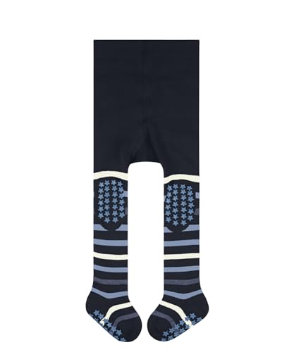 FALKE Unisex Baby Strumpfhose Multi Stripe B Ti Baumwolle rutschhemmende Noppen 1 Stück, Blau Space Blue 6116, 80-92 von FALKE