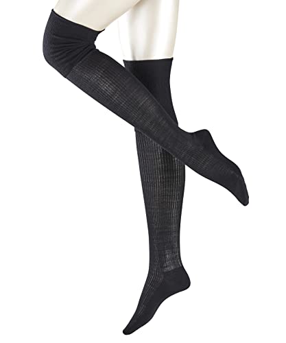 FALKE Damen Overknee-Socken No. 3 W OK Wolle lang einfarbig 1 Paar, Schwarz (Black 3009), 35-36 von FALKE