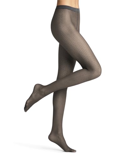 FALKE Damen Particle 20 DEN W Ti transparent Gemustert Strumpfhose, Grau Flanell 3210, L von FALKE