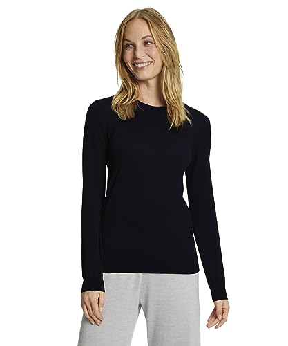 FALKE Damen Pullover Basic New Merino Crew Neck W Pu Wolle elegant klassisch für Business und Freizeit mit Rundhalsausschnitt 1 Stück, Blau Night Sky 6437, M von FALKE