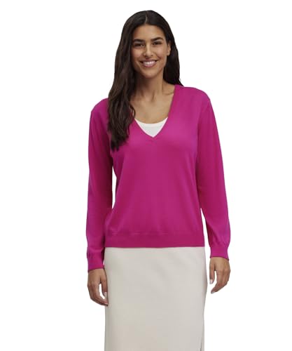 FALKE Damen Pullover Basic New Merino V-Neck W Pu Wolle elegant klassisch für Business und Freizeit mit V-Ausschnitt 1 Stück, Rosa Gloss 8550, XS von FALKE