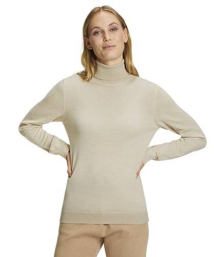 FALKE Damen Pullover Basic Roll Neck New Merino W Pu Wolle elegant klassisch für Business und Freizeit mit Rollkragen 1 Stück, Beige Melange 4043, XXL von FALKE