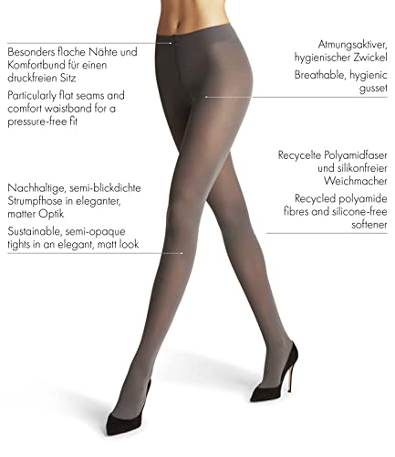 FALKE Damen Pure Matt 50 DEN W Ti halb-Blickdicht einfarbig Strumpfhose, Grau Carbon 3275, 36 von FALKE