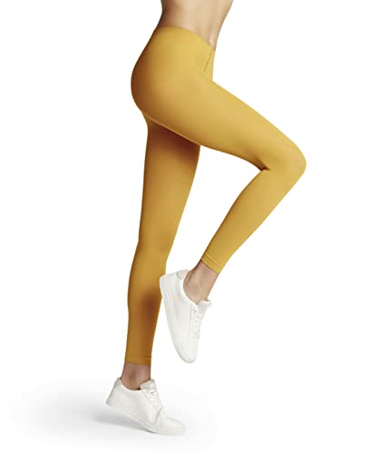 FALKE Damen Leggings Pure Matt 50 DEN W LE halb-blickdicht einfarbig 1 Stück, Gelb (Amber 1851) neu - umweltfreundlich, M-L von FALKE