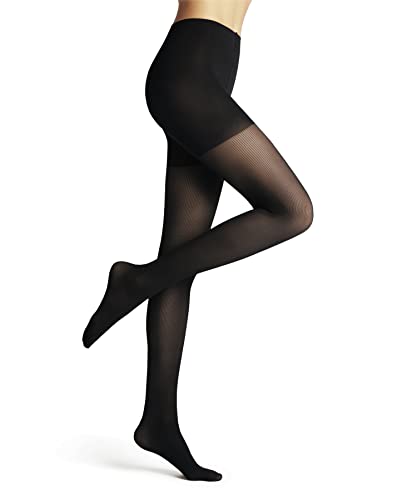 FALKE Damen Strumpfhose Rib Shaping 50 DEN W Ti halb-blickdicht mit Shapingeffekt 1 Stück, Schwarz Black 3009, S-M von FALKE