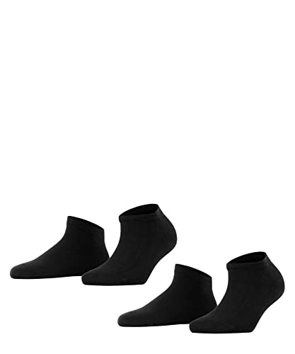 FALKE Damen Sneakersocken Happy Double Pack W Sn Baumwolle kurz einfarbig 2 Paar, Schwarz Black 3000, 39-42 von FALKE