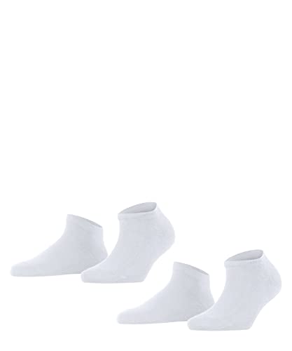 FALKE Damen Sneakersocken Happy Double Pack W Sn Baumwolle kurz einfarbig 2 Paar, Weiß White 2000, 39-42 von FALKE
