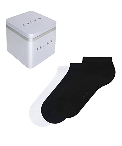 FALKE Damen Sneakersocken Happy Box Uni Multipack W Sn Baumwolle kurz einfarbig 3 Paar, Mehrfarbig Black Navy Blue White 0010, 35-38 von FALKE
