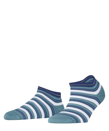 FALKE Damen Sneakersocken Smart Stripe W Sn Baumwolle kurz gemustert 1 Paar, Türkis Key Largo 6852, 39-42 von FALKE