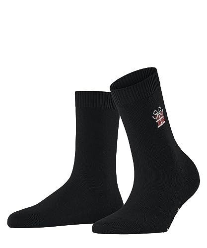 FALKE Damen Socken Cosy Wool X-Mas Gift Wolle Kaschmir gemustert 1 Paar, Schwarz (Black 3000), 39-42 von FALKE