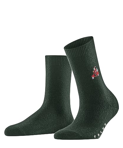 FALKE Damen Socken Cosy Wool X-Mas Santa Wolle Kaschmir gemustert 1 Paar, Grün (Hunter Green 7441), 39-42 von FALKE