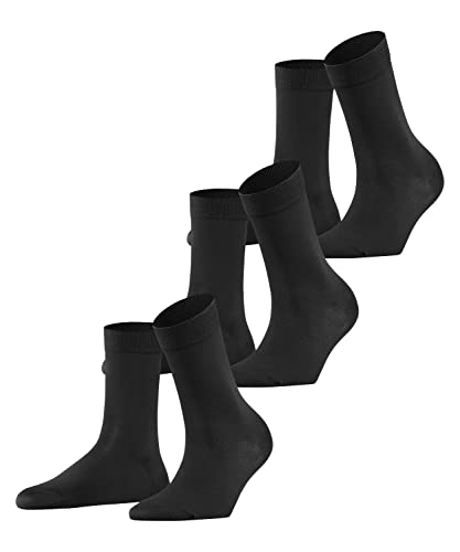 FALKE Damen Socken Cotton Touch 3-Pack W SO Baumwolle einfarbig 3 Paar, Schwarz (Black 3009), 35-38 von FALKE
