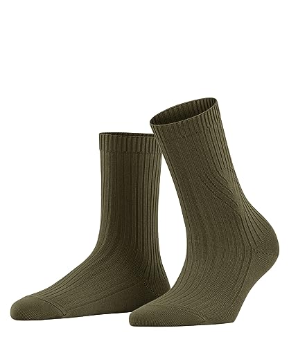 FALKE Damen Socken Cross Knit W SO Baumwolle Wolle einfarbig 1 Paar, Grün (Shire Green 7705), 37-38 von FALKE