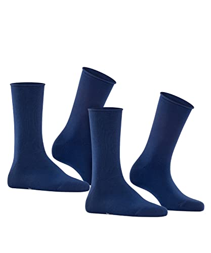 FALKE Damen Socken Happy 2-Pack W SO Baumwolle einfarbig 2 Paar, Blau (Royal Blue 6000), 35-38 von FALKE