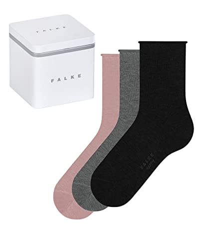 FALKE Damen Socken Happy Box Uni Multipack W So Baumwolle einfarbig 3 Paar, Mehrfarbig Black Grey Pink 0020, 35-38 von FALKE
