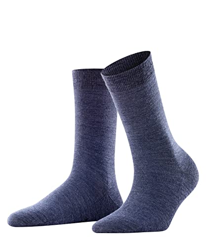 FALKE Damen Socken Softmerino W So Wolle Baumwolle einfarbig 1 Paar, Blau Dark Blue Melange 6688, 39-40 von FALKE