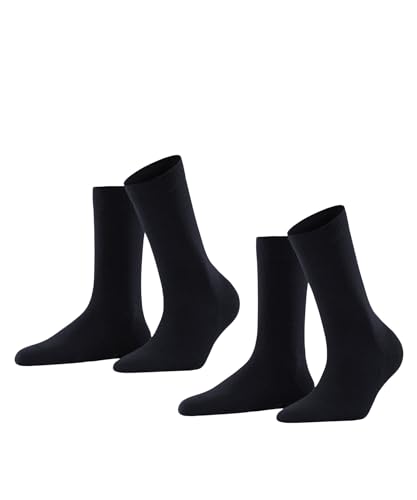 FALKE Damen Socken Softmerino Multipack W So Wolle Baumwolle einfarbig 2 Paar, Blau Dark Navy 6379, 35-36 von FALKE