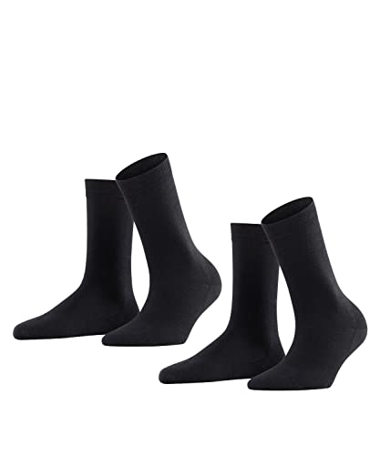 FALKE Damen Socken Softmerino 2-Pack W SO Wolle Baumwolle einfarbig 2 Paar, Schwarz (Black 3009), 41-42 von FALKE