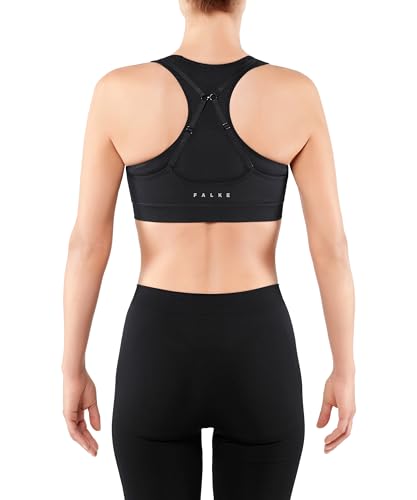 FALKE Damen Sport-BH Cross Back Medium Support - Bra Top aus Funktionsfaser mit Ringerrücken, für verschiedene Cupgrößen, 1 Stück, Bustier in schwarz (black 3000), Größe: S von FALKE