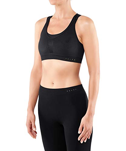 FALKE Damen Sport-BH Cross Back Medium Support - Bra Top aus Funktionsfaser mit Ringerrücken, für verschiedene Cupgrößen, 1 Stück, Bustier in schwarz (black 3000), Größe: S von FALKE