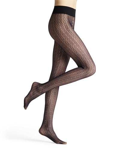 FALKE Damen Strumpfhose Baroque Gem 30 DEN W Ti transparent gemustert 1 Stück, Schwarz Black 3009, M von FALKE