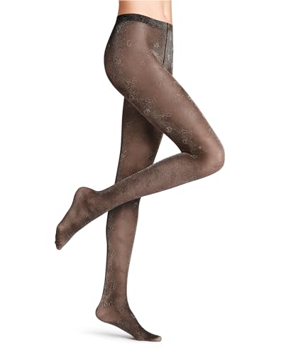 FALKE Damen Strumpfhose Day to Night 30 DEN W TI transparent gemustert 1 Stück, Schwarz (Black/Silver 3103), M-L von FALKE