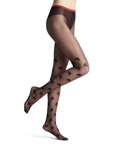 FALKE Damen Strumpfhose Dear Rose 20 DEN W Ti transparent gemustert 1 Stück, Schwarz Black 3009, M-L von FALKE