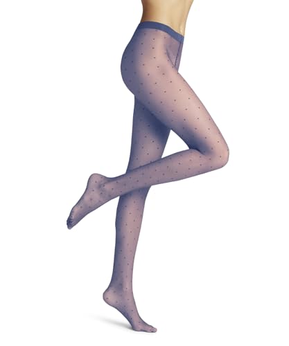 FALKE Damen Strumpfhose Dot 15 DEN W Ti transparent gemustert 1 Stück, Blau Smoky Blue 6483, S-M von FALKE