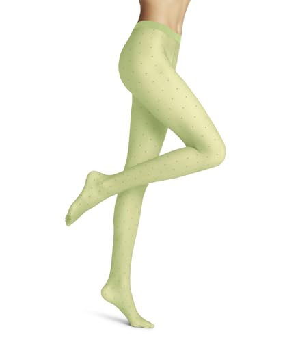 FALKE Damen Strumpfhose Dot 15 DEN W Ti transparent gemustert 1 Stück, Grün Lemon 7498, L von FALKE