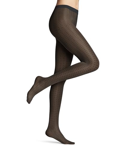 FALKE Damen Strumpfhose Mystical Wave 20 DEN W Ti transparent gemustert 1 Stück, Schwarz Black 3009, L von FALKE