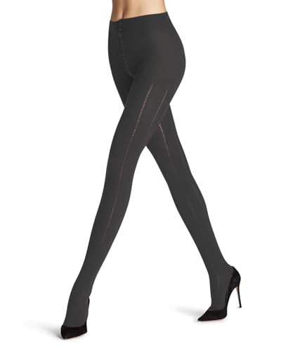 FALKE Damen Strumpfhose Needlepoint W Ti Baumwolle Wolle einfarbig 1 Stück, Grau Dark Rock 3093, 36-38 von FALKE