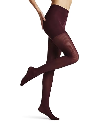FALKE Damen Strumpfhose Rib Shaping 50 DEN W Ti halb-blickdicht mit Shapingeffekt 1 Stück, Rot Barolo 8596, S-M von FALKE