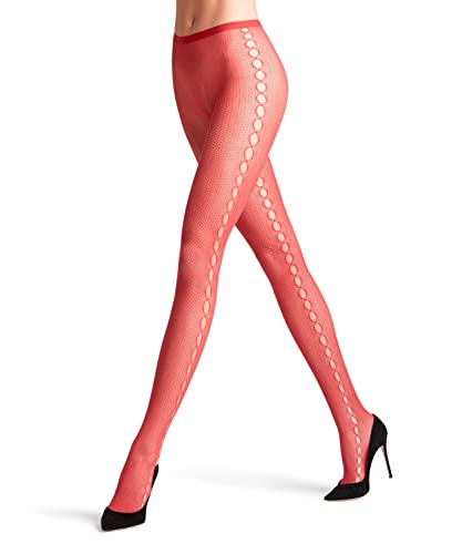 FALKE Damen Strumpfhose Supersize Net W TI Transparent gemustert 1 Stück, Rosa (Hot Coral 8025), M-L von FALKE