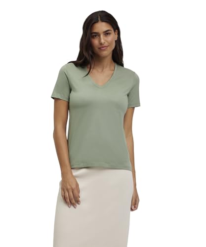 FALKE Damen T-Shirt Basic V-Neck W S/s Sh Baumwolle weich Kurzarm bequem sehr leicht 1 Stück, Grün Frosty Grey 7180, S FALKE Damen T-Shirt Basic V-Neck W S/s Sh Baumwolle weich Kurzarm bequem sehr leicht 1 Stück, Grün Frosty Grey 7180, S von FALKE