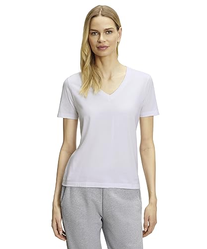 FALKE Damen T-Shirt Basic V-Neck W S/s Sh Baumwolle weich kurzarm bequem sehr leicht 1 Stück, Weiß White 2000, S von FALKE