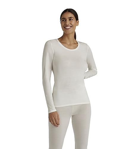 FALKE Damen Unterwäsche Daily ClimaWool Crew Neck W L/s Sh Wolle Lyocell schnelltrocknend 1 Stück, Weiß Off-White 2040, XXL von FALKE