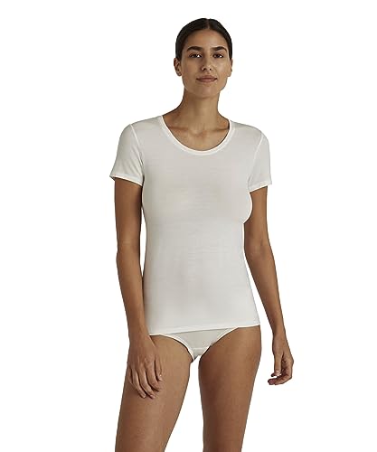 FALKE Damen Unterwäsche Daily ClimaWool Crew Neck W S/s Ts Wolle Lyocell schnelltrocknend 1 Stück, Weiß Off-White 2040, M von FALKE